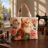 Handgemaakte tas - Rode Kat met Rozen