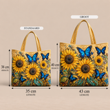Handgemaakte tas - Zonnebloemen en Blauwe Vlinders