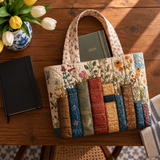 Handgemaakte Gewatteerde tas - Boeken en Bloemen