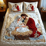 3-delige gestikte dekbedset - Magie van de Kerstman