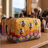 Hanne - Quilted Toiletry Bag Bees and Flowers