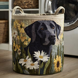 Luxury Laundry Hamper - Black Floral Labrador