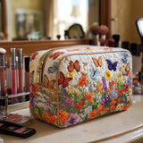 Femke - Quilted toiletry bag Embroidered Floral pattern