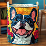 Upholstered Laundry Basket - Flowery French Bulldog Smile