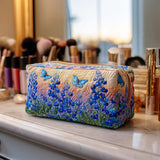 Mila - Gewatteerde toilettas met blauwe quiltprint