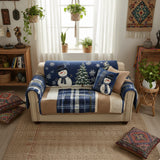 Veerle - Quilted Sofa Cover Blue Festive