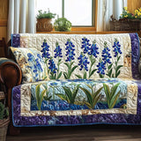 Marieke - Quilted Sofa Cover Flowers Blue by Veld