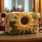 Sanne - Quilted toiletry bag Embroidered floral design