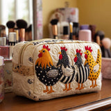 Ingrid - Quilted Wash Bag Cute Chicken