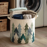 Lined Laundry Basket - Christmas Trees