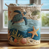 Upholstered Laundry Basket - Coastal Harmony