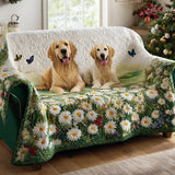 Bregje - Gewatteerde bankhoes Golden Retriever en Madeliefjes