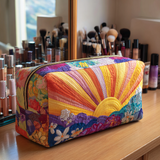 Wies - Quilted toilettas Bloemen Bij Zonsopgang