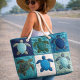 Handgemaakte strandtas | Blauwe schildpad