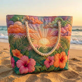 Handgemaakte Strandtas | Tropische Zonsopgang
