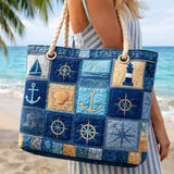 Handgemaakte strandtas | Blauw Nautisch