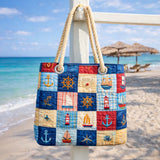 Handgemaakte Strandtas | Marine Patchwork