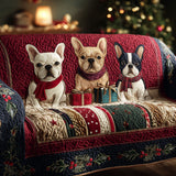 Zita - Quilted French Bulldog Sofa Cover