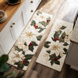 Mechteld - Keukenmat Kerst met Bloemen Winterse