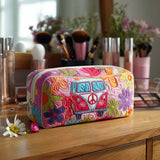 Annie - Quilted Toiletry Bag Retro Flower Bus