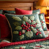 Embroidered Cushion Cover - Holly