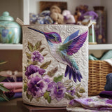 Quilted Laundry Basket - Hummingbird with Flowers