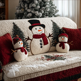 Doortje - Quilted Sofa Cover Snowman made of Snow Smiling