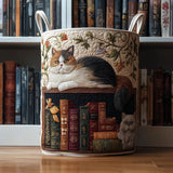Quilted Laundry Basket - Library of Cats