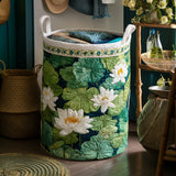 Quilted Laundry Basket - Pond Fresh with Water Lilies