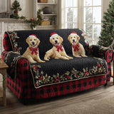 Lieke - Quilted Sofa Cover Golden Retriever on Background Blue Night