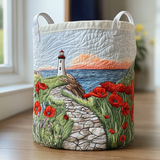 Upholstered Laundry Hamper - Ocean Lighthouse