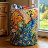 Quilted Laundry Basket - Glory of the Peacock