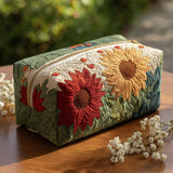 Fleur - Gevoerde make-up tas Gestikte Bloemen