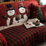 Marit - Quilted Snowman Snow Check Sofa Cover
