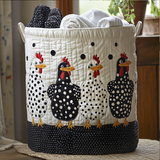 Upholstered Laundry Basket - With Dots