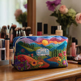 Vera - Quilted Wash Bag Retro Travel Motif Design