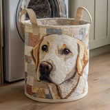Upholstered Laundry Basket - Rustic Labrador