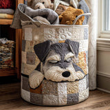 Upholstered Laundry Basket - Sleeping Schnauzer