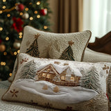 Quilted Cushion Cover - Hut Under the Snow