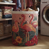Upholstered Laundry Basket - Flamingos in the Sun