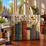 Handgemaakte Gewatteerde tas - Boeken en Bloemen